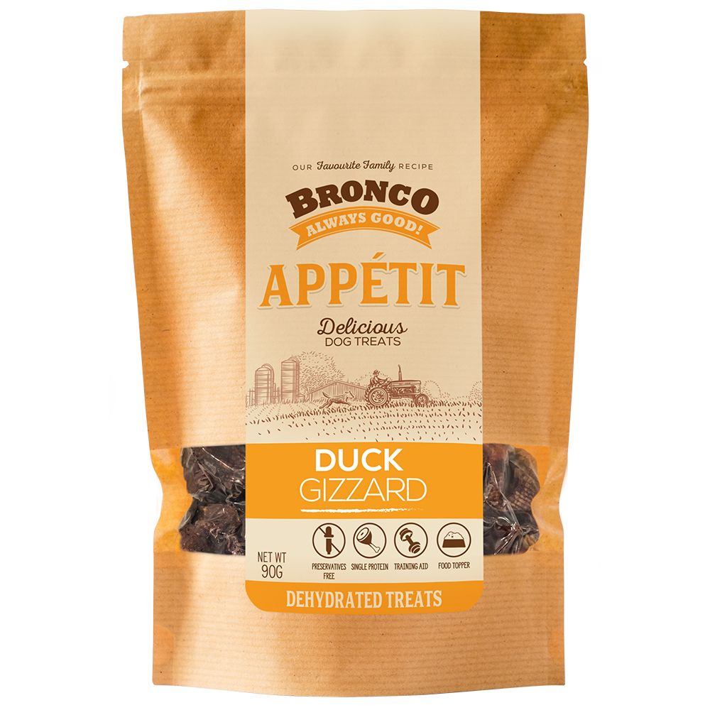 $4 OFF: Bronco Appetit Duck Gizzard Dehydrated Dog Treats 90g