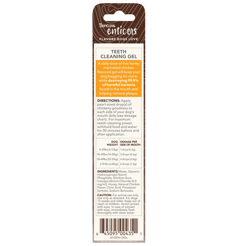 15% OFF: Tropiclean Enticers Honey Marinated Chicken Flavor Teeth Cleaning Gel For Dogs 2oz